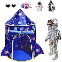 WONDOLL 18-inch-Doll-Clothes and Doll-Tent-Camping Set - Spaceship Foldable Pop Up Doll Tent - Included Astronaut Space Costume and Shoes, Backpack, Glasses, Camera Doll Accessories Doll Furniture
