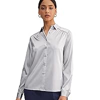 LilySilk Silk Blouse Shirts Womens Long Sleeves Collared 19MM Natural Silk Charmeuse Office Wear Basic Simple Tops