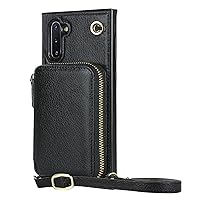 Crossbody Wallet Case for Samsung Galaxy Note 10,Wallet Phone Case with Card Holder,Kickstand,Magnetic Closure,Zipper Phone Purse,Strap