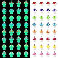 Augshy Mushroom Charms, 64 Pcs Mushroom Resin Charm Beads Ornament Glow in The Dark Pendant for DIY Bracelet Necklace Jewelry Making