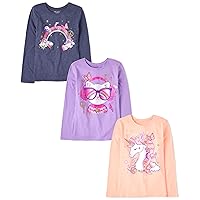 The Children's Place Girls' Unicorn Long Sleeve Graphic T-Shirts, Multipacks