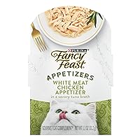 Purina Fancy Feast Appetizers Grain Free Wet Cat Food Complement White Meat Chicken Appetizer in a Savory Tuna Broth Cat Food Topper - (Pack of 10) 1.1 oz. Trays