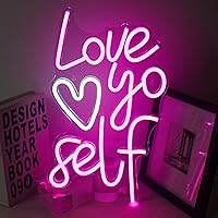 LUCUNSTAR Love Yoself Neon Sign Heart LED Sign Pink Neon Lights Love Neon Sign USB Powered Switch Light up Sign Neon Signs for Wall Decor Christmas Party Birthday Gift Bar Pub Club Decoration