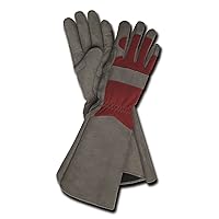 Professional Rose Pruning Thorn Proof Gardening Gloves with Extra Long Forearm Protection for Women (TE195T-S) - Puncture Resistant, Grey & Maroon, 6/XS (1 Pair)