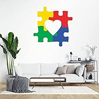 Autism Heart Puzzle Piece Vinyl Wall Decal Autism Awareness Wall Stickers Puzzle Piece Autistic Support Decorative Decals for Wall Nursery Wall Art Decor Sticker Living Room Bedroom Birthday Gift