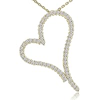 1.30 ct Round Cut Diamond Heart Shape Pendant Necklace (G Color SI-1 Clarity) in 14 kt Yellow Gold