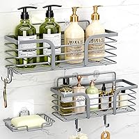 Shower Caddy 3 Pack, Adhesive Shower Shelf Organizer Rack, Rustproof Stainless Steel Bathroom Organizers and Storage, Large Capacity Wall Mounted No Drilling Bathroom Accessories