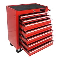 7 Drawer Rolling Tool Chest,Tool Cabinet on Wheels with Locking System,Rolling Tool Box Organizer Tool Case,Multifunctional Tool Cart Mechanic Tool Storage Cabinet for Garage,Wareh red One Size