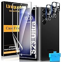 UniqueMe [2+2+1Pack] Compatible for Samsung Galaxy S23 Ultra 6.8 inch Screen Protector Flexible TPU, Camera Lens Protector with Installation Frame, 24h Scratch Self-Healing