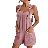 SNKSDGM Women's Romper Jumpsuits Casual Summer Beach Outfits Short Overall Jumpers with Pockets Loose Comfy Fashion Clothes