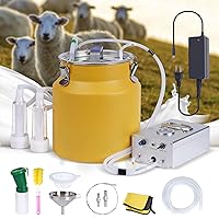 8L Goat Milking Machine Electric Goat Milker Machine Electric Pump Automatic Pulsation Plug-in Electric Milking Machine Vacuum Pump Adjustable with Stainless Steel Bucket (for Goat)