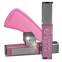 Pure Cosmetics Pure Illumination Lip Gloss with Light and Mirror - Hydrating, Non-Sticky Lanolin Lip Glosses in Push Button LED-Lit Lip Gloss Tube for Easy On-The-Go Application, Party Girl Pink