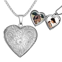 Fanery sue Personalized Heart Locket Necklace for Women That Holds Pictures Customizable Memory Photo Lockets Custom Any Photo Text&Symbols (Custom Photo&Text-Daisy Flower)