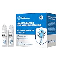 0.9% Saline Solution for Nebulizer Machine | Sterile Saline Solution for Inhalation | Helps with Respiratory Treatments, Clears Lungs, Mucus & Congestion l 25 Vials 5ml Unit Dose