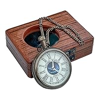 Hassanhandicrafts Vintage Antique Maritime Brass Pocket Watch Titanic Ship Dial with Wooden Box