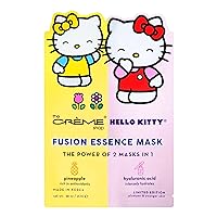 Hello Kitty Fusion Essence Mask Pineapple and Hyaluronic Acid - (3 Pack) Rich Antioxidant and Intensely Hydrates Sheet Mask Strengthens Skin Anti Aging Clear and Brighten skin