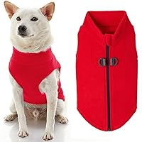 Gooby Zip Up Fleece Dog Sweater - Red, Small - Warm Pullover Fleece Step-in Dog Jacket with Dual D Ring Leash - Winter Small Dog Sweater - Dog Clothes for Small Dogs Boy and Medium Dogs