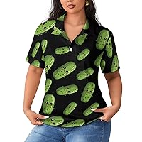Pickle Cucumbers Womens Polo Shirts Golf Straight Shirts Casual Tennis Shirts Short Sleeve Tee Tops for Work Business