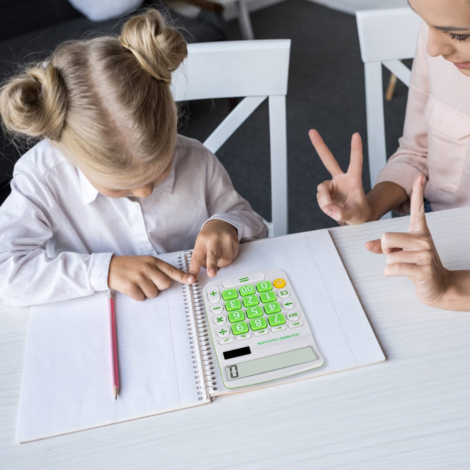 Calculators Desktop, Two Way Power Battery and Solar Desk Calculator, Big Buttons Easy to Press Used as Calculators for Desk, 12 Digit Adding Machine Calculators Large Display Clearly (Green)