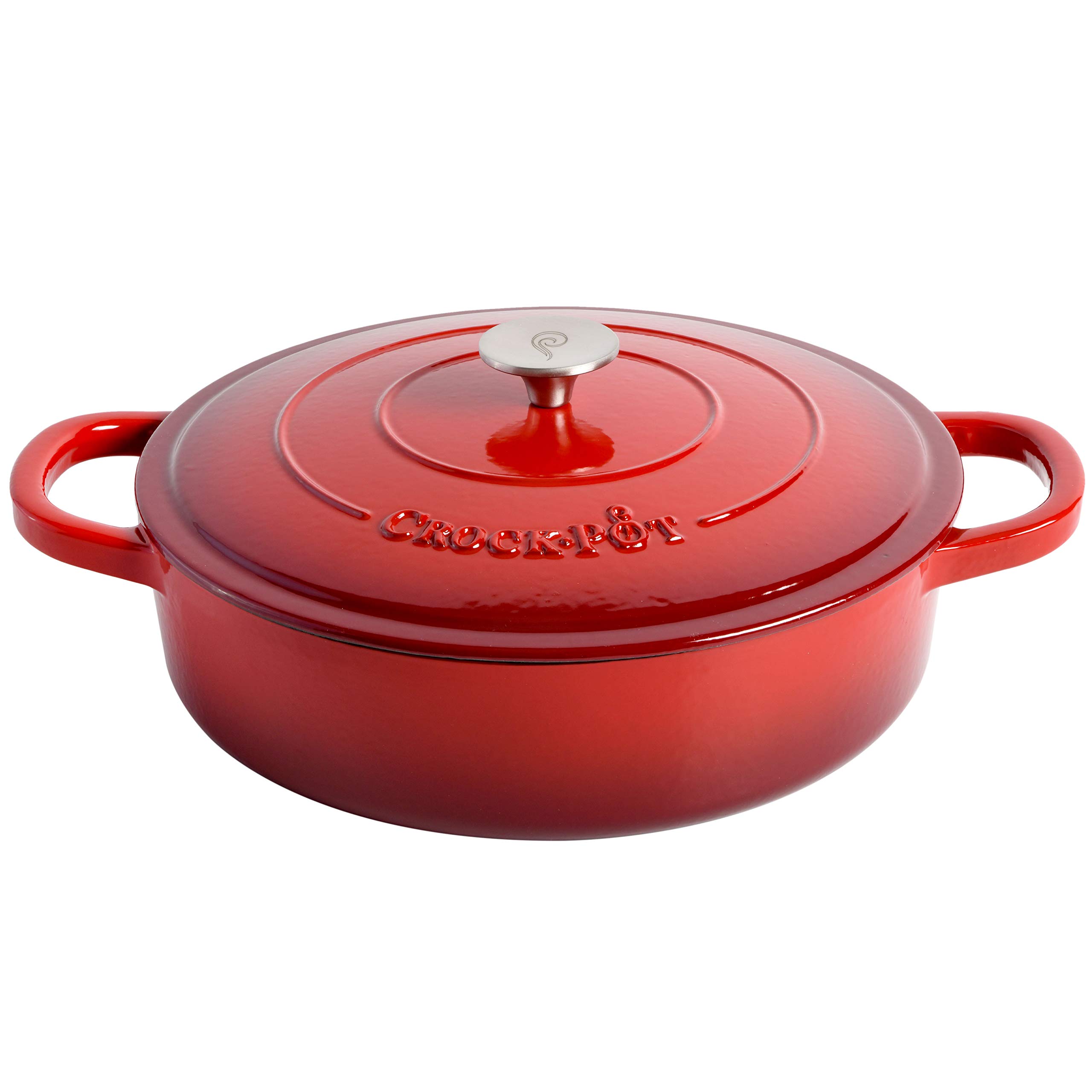 Crock Pot Artisan Enameled Cast Iron Braiser W/Lid, 5 Quart, Scarlet Red