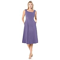 Donna Morgan Women's Stretch Crepe Asymmetric Neckline Fit and Flare Dress