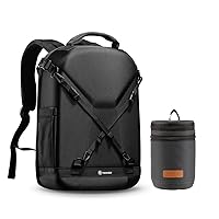 TARION Hardshell Camera Backpack and Camera Lens Case | All-round Hard Shell Camera Bag with Waterproof Raincover Laptop Sleeve and Hard Case DSLR Camera Lens Pouch Padded Camera Lens Carry Bag Medium