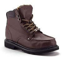 Jazamé Men's Brown Ankle High Water Resistant Leather Construction Safety Work Boots