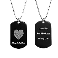 Personalized Fingerprint Photo Engraving Custom Dog Tag Key Chain or Necklace 24 in