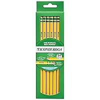 Ticonderoga Wood-Cased Pencils, Unsharpened, 2 HB Soft, Yellow, 24 Count
