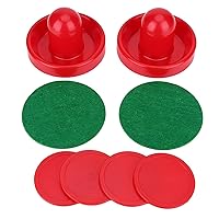 Light Weight Hockey Red Replacement Pucks & Slider Pusher Goalies for Game Tables,Hockey Pushers, Equipment, Accessories (2 Pushers, 4 Puck Pack)