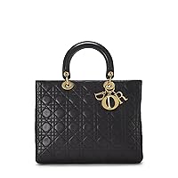 Dior, Pre-Loved Black Cannage Quilted Lambskin Lady Dior Large, Black