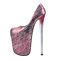 Women's Sexy Pull-Ons High-Heel Pump Shoes Nightclub Daily Trendy Platform Peep Toe Pumps Shoe for Bride