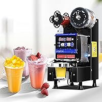Fully Automatic Cup Sealing Machine, Commercial Electric Cup Sealer, 400-600 Cups/Hour, for 90/95mm Plastic& Paper Cup, Use for Bubble Tea/Milk Tea/Juice/Drink Sealing Maker-1pc