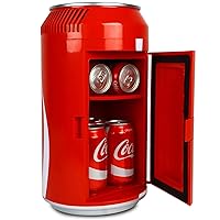 Koolatron Coca-Cola Portable 8 Can Thermoelectric Mini Fridge 5.4 L/ 5.7 Quarts Capacity, 12V DC/110V AC Cooler for home, cabin, beer, beverages, snacks, skincare, cosmetics, medication, Red CC06