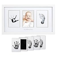 Pearhead Baby Hand and Footprint Kit, Newborn Keepsake Frame, Nursery Décor, No Mess Clean-Touch Ink Pad, Baby Gifts For Baby Girls and Baby Boys, My Little Prints, White
