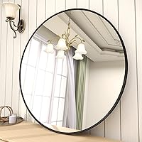 BEAUTYPEAK Circle Mirror Black 36 Inch Wall Mounted Round Mirror with Brushed Metal Frame for Bathroom, Vanity, Living Room, Bedroom, Entryway Wall Decor (Black, 36 Inches)