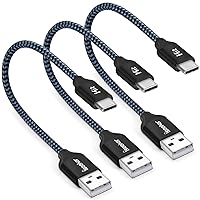 USB Type C Cable, Short USB C Cable 1ft Braided Fast Charger Cord Compatible Samsung Galaxy S8 Plus, LG G6 G5, Google Pixel XL, Switch, Nexus 5X 6P, HTC 10, OnePlus2 [3 Pack]