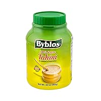 Byblos Tahini Paste for Hummus Baba Ganoush 32oz Natural Stone Ground Lebanese Sesame Paste Vegan Cholesterol-Free No Preservatives Perfect for Delicious Middle Eastern Dishes
