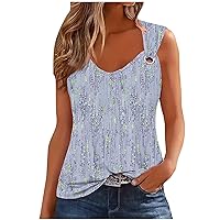 Tank Tops for Women O Ring Shoulder Casual Scoop Neck Cami Shirts Floral Printed Summer Sleeveless Tank Shirts