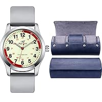 SIBOSUN Watch for Nurse, Medical Students,Doctors,Unisex Easy to Read Dial Watch Roll Travel Case Watch Box Luxury PU Leather 3 Slot Watch