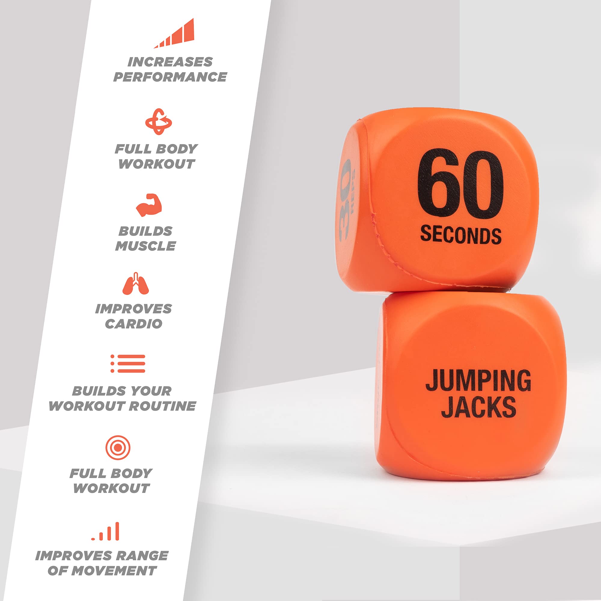 Phoenix Fitness Exercise Dice - Workout Dice Game for Cardio, HIIT and Exercise Classes - Full Body Training Routine for Home & Gym - Orange