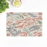 Set of 6 Placemats Seafood Fish Shrimp Crab Lobster Octopus Mollusks Sushi Color 12.5x17 Inch Non-Slip Washable Place Mats for Dinner Parties Decor Kitchen Table