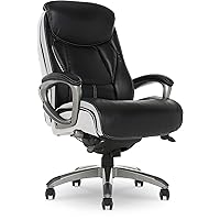Serta Executive Office Smart Layers Technology Leather and Mesh Ergonomic Computer Chair with Contoured Lumbar and ComfortCoils, Black & White
