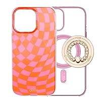 Sonix Checkmate Pink Orange Case + Magnetic Ring (Gold) for MagSafe iPhone 14 Pro Max