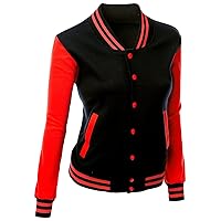 Women's Stylish Color Contrast Long Sleeves Varsity Jacket