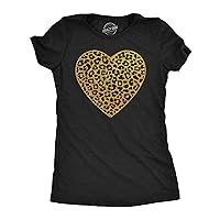 Womens T Shirts Gold Glitter Leopard Print Heart Cute Graphic Tee