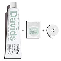 Davids Nano Hydroxyapatite Toothpaste and Floss Bundle, Remineralize Enamel, Sensitive Relief & Teeth Whitening - Antiplaque, Fluoride Free, SLS Free, Peppermint, 5.25oz, Made in USA