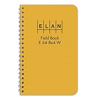 Elan Publishing Company E64-8x4W Wire-O Field Surveying Book 4 ⅞ x 7 ¼ Yellow Stiff Cover (Pack of 48)