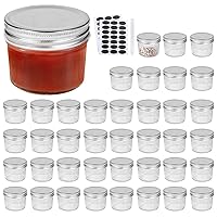 QAPPDA 4oz Glass Jars With Lids,Small Mason Jars Wide Mouth,Mini Canning Jars With Silver Lids For Honey,Jam,Jelly,Baby Foods,Wedding Favor,Shower Favors,Spice Jars For Kitchen & Home,Set of 40