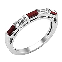Dazzlingrock Collection Baguette Gemstone & White Diamond Ladies 5 Stone Anniversary Wedding Band, Available in Various Gemstones in 10K/14K/18K Gold & 925 Sterling Silver